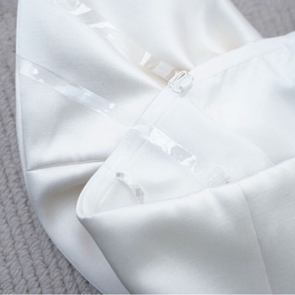 NWOT Bronx and Banco Evie Bow Satin Minidress Elegant white Mini Dress - Picture 14 of 15